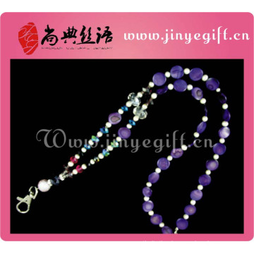 Unique Handmade Crystal Purple Shell Beaded Lanyard Strap